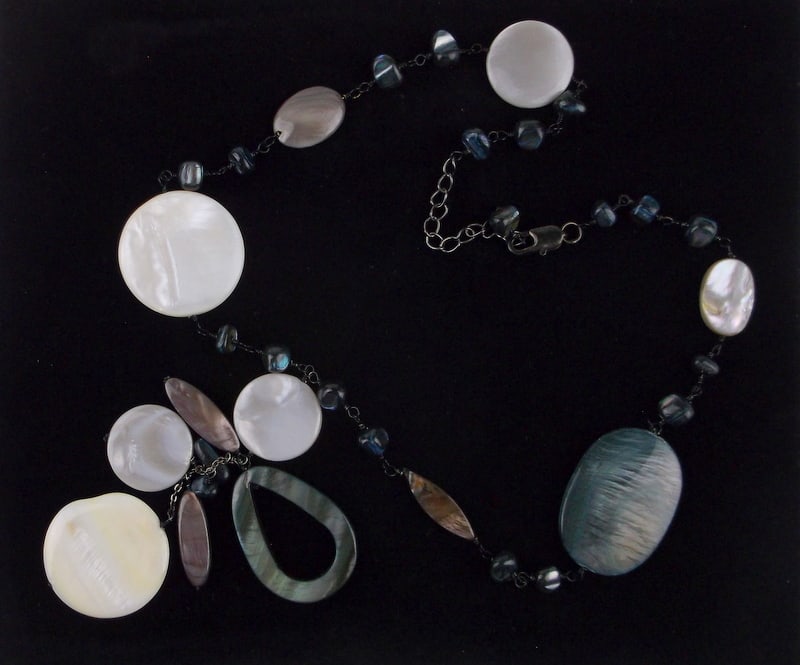 Stunning Vintage Sterling Silver Abalone Shell Necklace 20" (1 of 4)