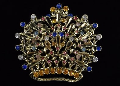 Mint Vintage 1950s Rhinestone Crown Brooch
