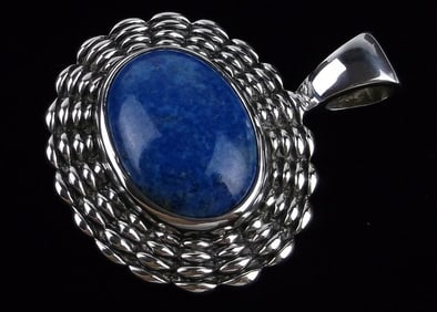 New Big Heavy Thick Designer Sterling Silver Lapis Pendant
