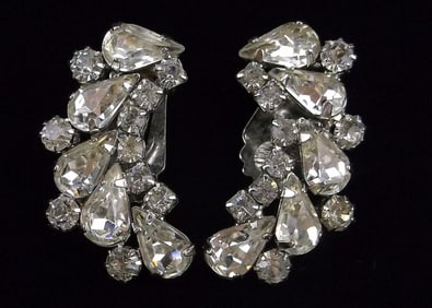 Stunning Antique 1950s Weiss Rhinestone Earrings Set