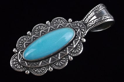 New Carolyn Pollack Sterling Silver Turquoise Pendant