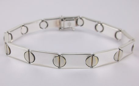 Stunning Vint Italian Sterling Silver Bolt Style Bracelet 7.5"
