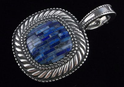 New Big Thick Carolyn Pollack Sterling Silver Lapis Pendant