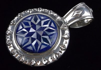 New Big Thick Carolyn Pollack Sterling Silver Spiny Inlay Pendant