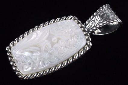 New Very Big Carolyn Pollack Sterling Silver MOP Pendant Heavy