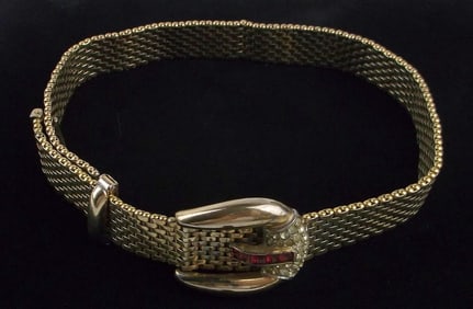 Jacques Kreisler Gilt Brickwork 1940s Rhinestone Choker 15" Necklace