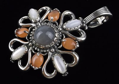 New Very Big Carolyn Pollack Sterling Silver MOP Shell Pendant