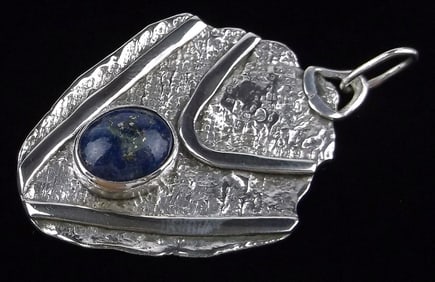 Big Thick Vint Navajo Sterling Silver Lapis Lazuli Pendant