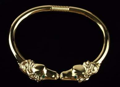 New Vint Kenneth Jay Lane Dueling Horse Flex Open Bracelet
