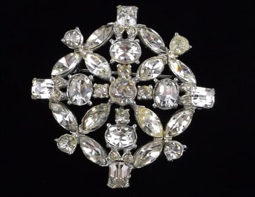 Mint Antique 1940s Bogoff Rhinestone Snowflake Brooch