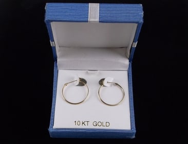 New Boxed 10kt Gold Hoop Earrings