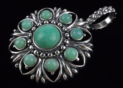 New Very Big Carolyn Pollack Sterling Silver Jade Pendant