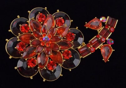 Mint Big Vintage 1960s Juliana Ruby Red Rhinestone Brooch