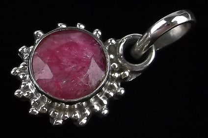 New Sterling Silver 1ct Ruby Sun Pendant