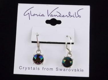 New Gloria Vanderbilt Swarovski Crystal Drop Earrings