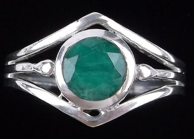 New Thick Sterling Silver .50ct Emerald Ring 7