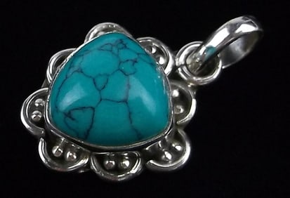 New Bali Sterling Silver Turquoise Pendant