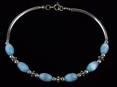 Mint Vintage Sterling Silver Blue Gemstone Bracelet 7.5"