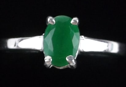 New Thick Sterling Silver Green Chalcedony Ring 7.25