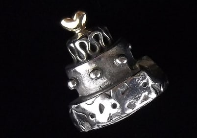 Mint Pandora Sterling Silver 18k Birthday Cake Charm Bead