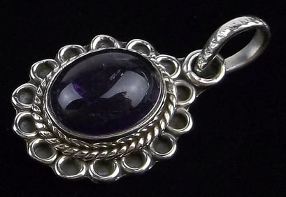 New Bali Sterling Silver 2ct Amethyst Pendant