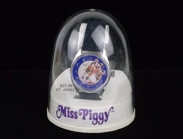 Gorgeous Vint 1980 Picco Miss Piggy Wind Watch Works Great