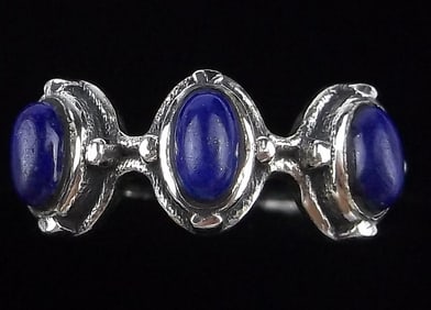 New Bali Thick Sterling Silver Lapis Ring 8