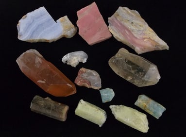 Mixed Genuine Gemstone Geode Crystals Aquamarine Etc 615ct