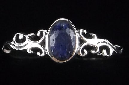 New Sterling Silver Sapphire Scroll Ring 7.5