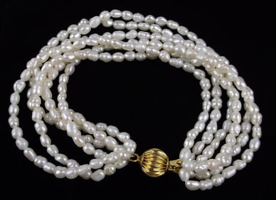 New Vintage 6 Strand Pearl Bracelet 8"
