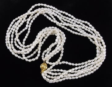 New Vintage 6 Strand Pearl Necklace 18"
