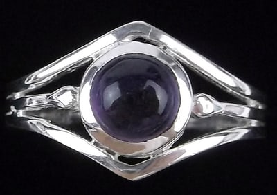 New Thick Sterling Silver Amethyst Ring 7.5