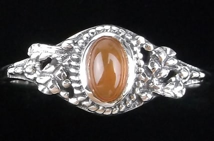 New Bali Sterling Silver Orange Calcite Ring 7