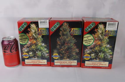 3 New Vintage Lemax Fiber Optic Christmas Tree Lot