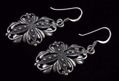 Mint Vintage Sterling Silver Cross Drop Earrings