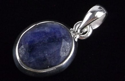 New Sterling Silver 5ct Sapphire Pendant