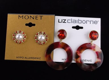 New Monet Liz Claiborne Rhinestone Earrings Sets $34