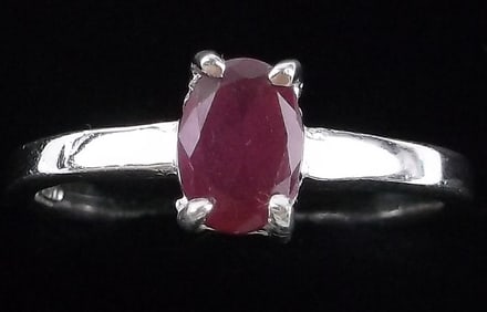 New Thick Sterling Silver .50ct Ruby Ring 8