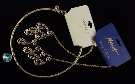 2 New Monet Rhinestone Necklace Lot $60
