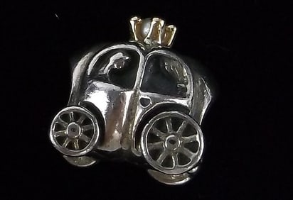 Mint Pandora Sterling Silver 18k Cinderella Carriage Charm Bead