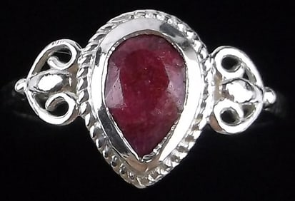 New Bali Sterling Silver .75ct Ruby Ring 7.5