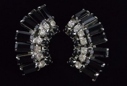 Stunning Vintage 1950s Big Rhinestone Earrings
