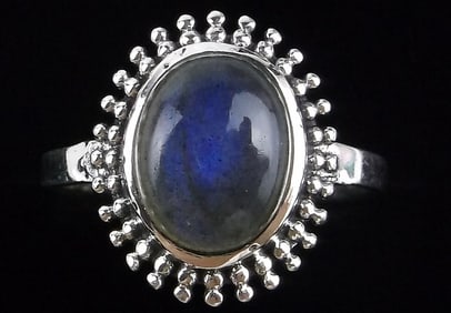 New Bali Sterling Silver Labradorite Ring 7.5
