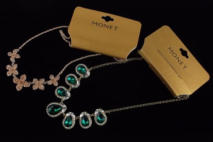 2 New Monet Rhinestone Necklace Lot 20" $60