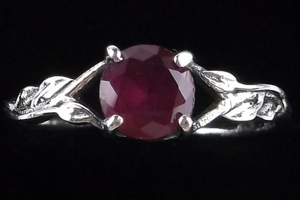 New Sterling Silver .50ct Ruby Solitaire Ring 7.75