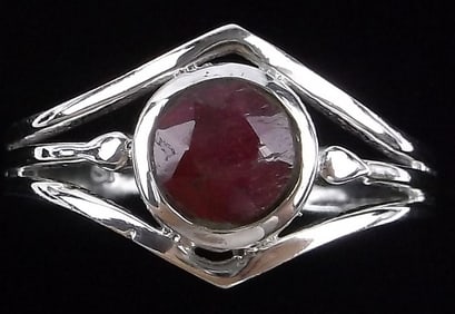 New Thick Sterling Silver .50ct Ruby Ring 7.5