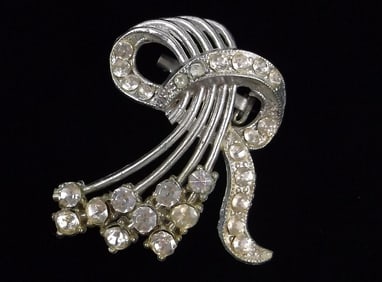 Gorgeous Vintage 1930s Rhinestone Initial R Brooch