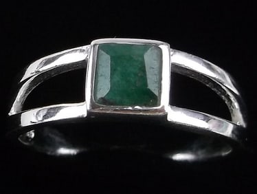 New Thick Sterling Silver Emerald Mens Ring 9.5