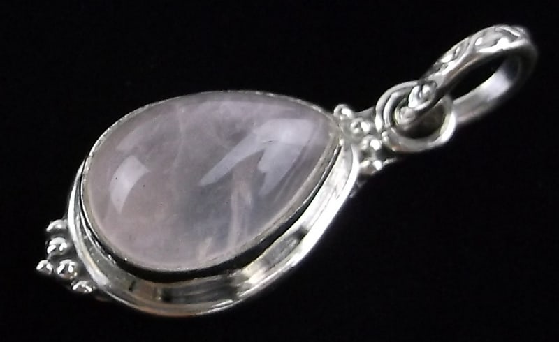 New Bali Sterling Silver Rose Quartz Pendant (1 of 2)
