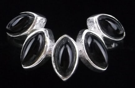 New Sterling Silver Onyx Ring 7
